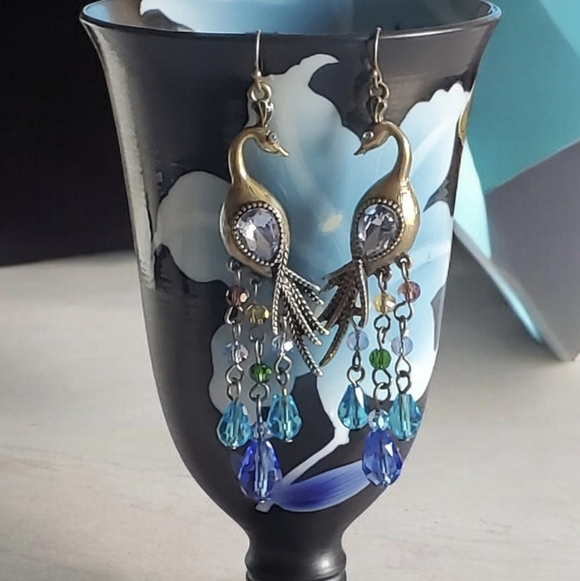 Vintage Jewelry - Vtg. Heidi Daus Peacock Dangle Earrings